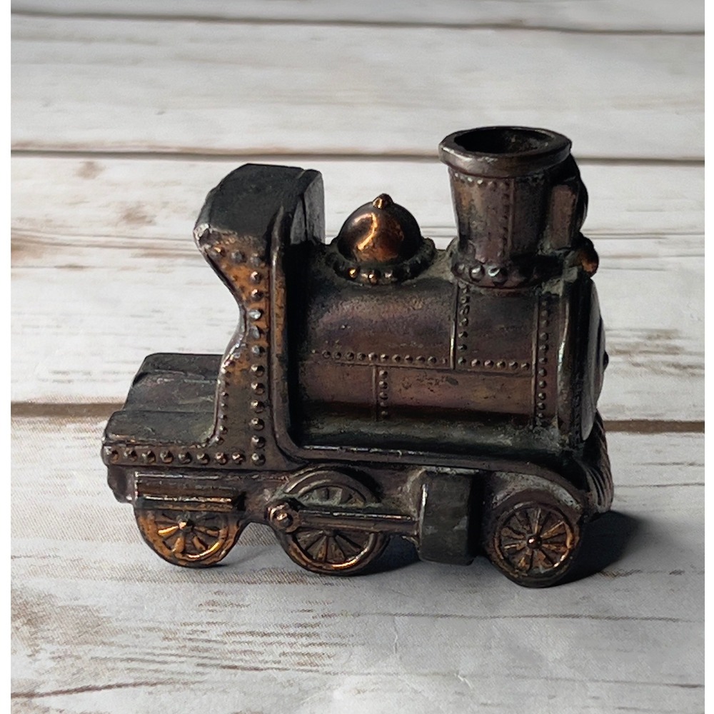 Vintage Diecast Steam Locomotive Train Pencil Sharpener Copper Tone OS